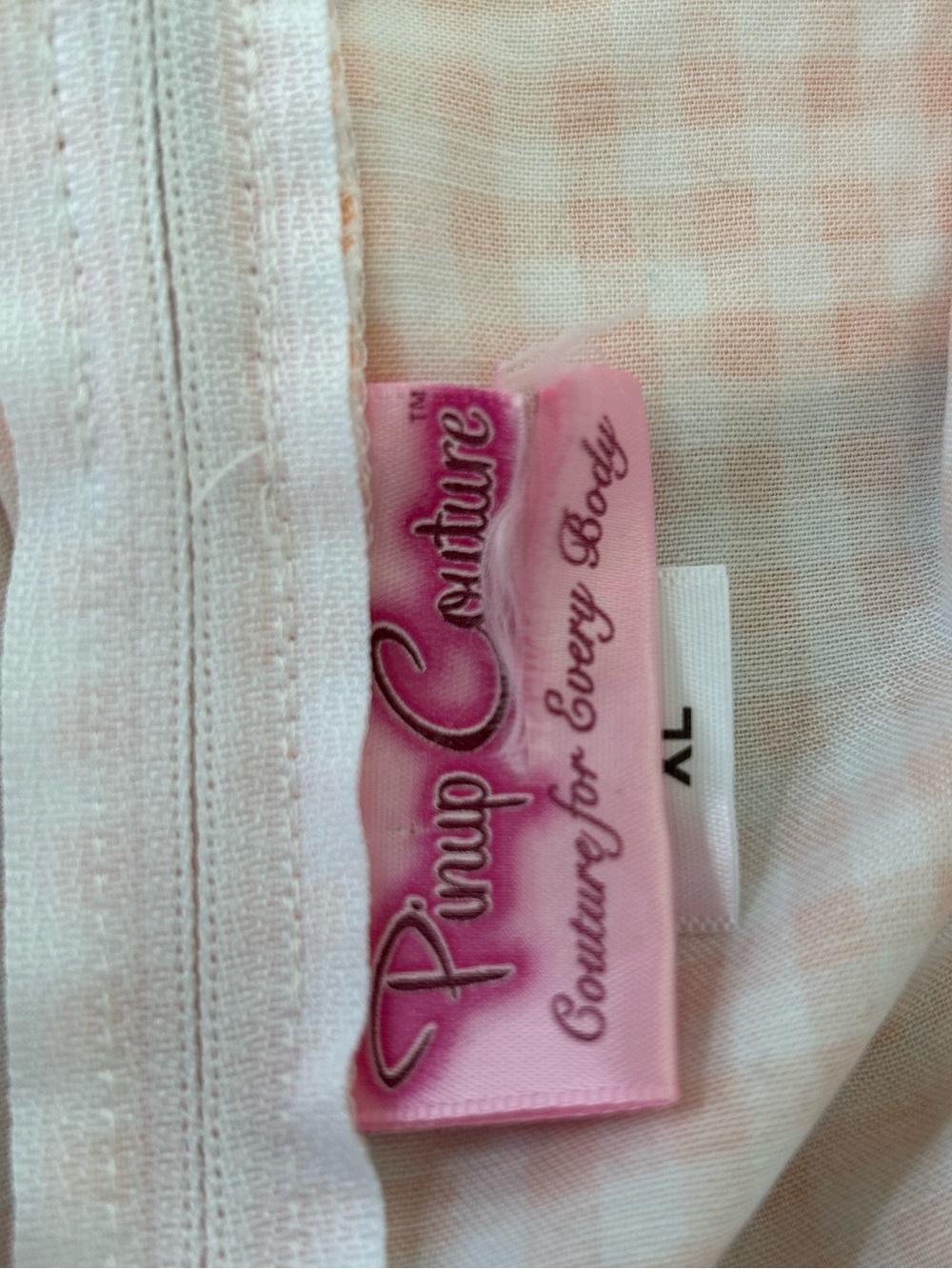 Pinup Couture Peach Orange Gingham Dee Dee Waitress Puff Sleeve Retro Dress XL - Picture 8 of 16